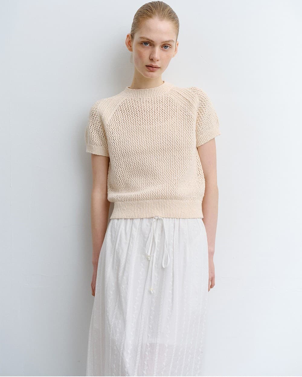 TVR COTTON NETTING KNIT TOP_CREAM — vue 5