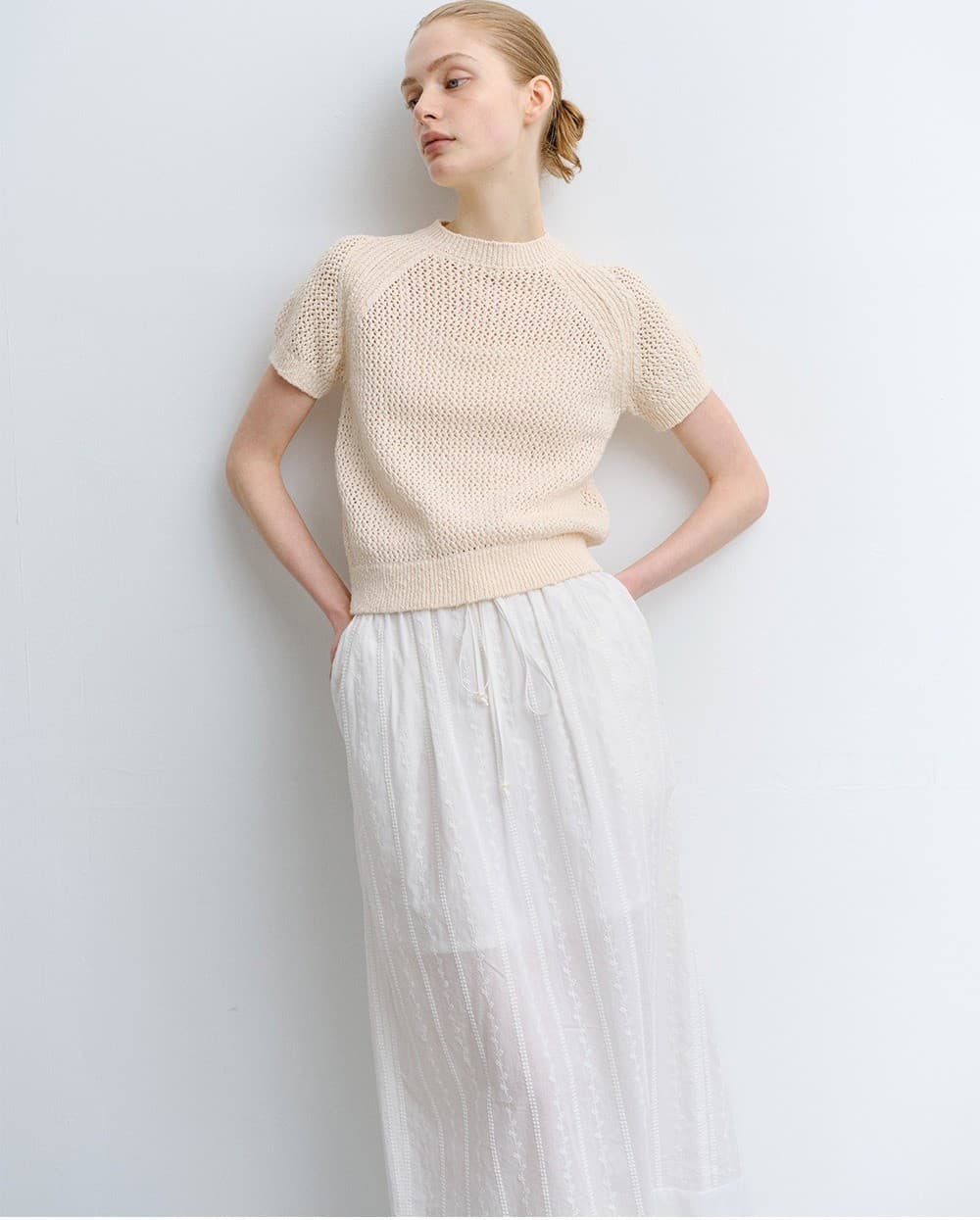TVR COTTON NETTING KNIT TOP_CREAM — vue 10