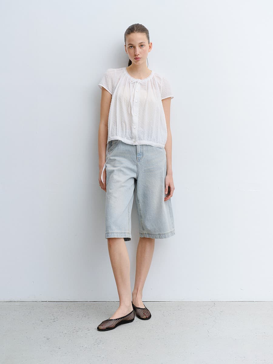 TVR DOT EMBROIDERY SHIRRING BLOUSE_WHITE — vue 5