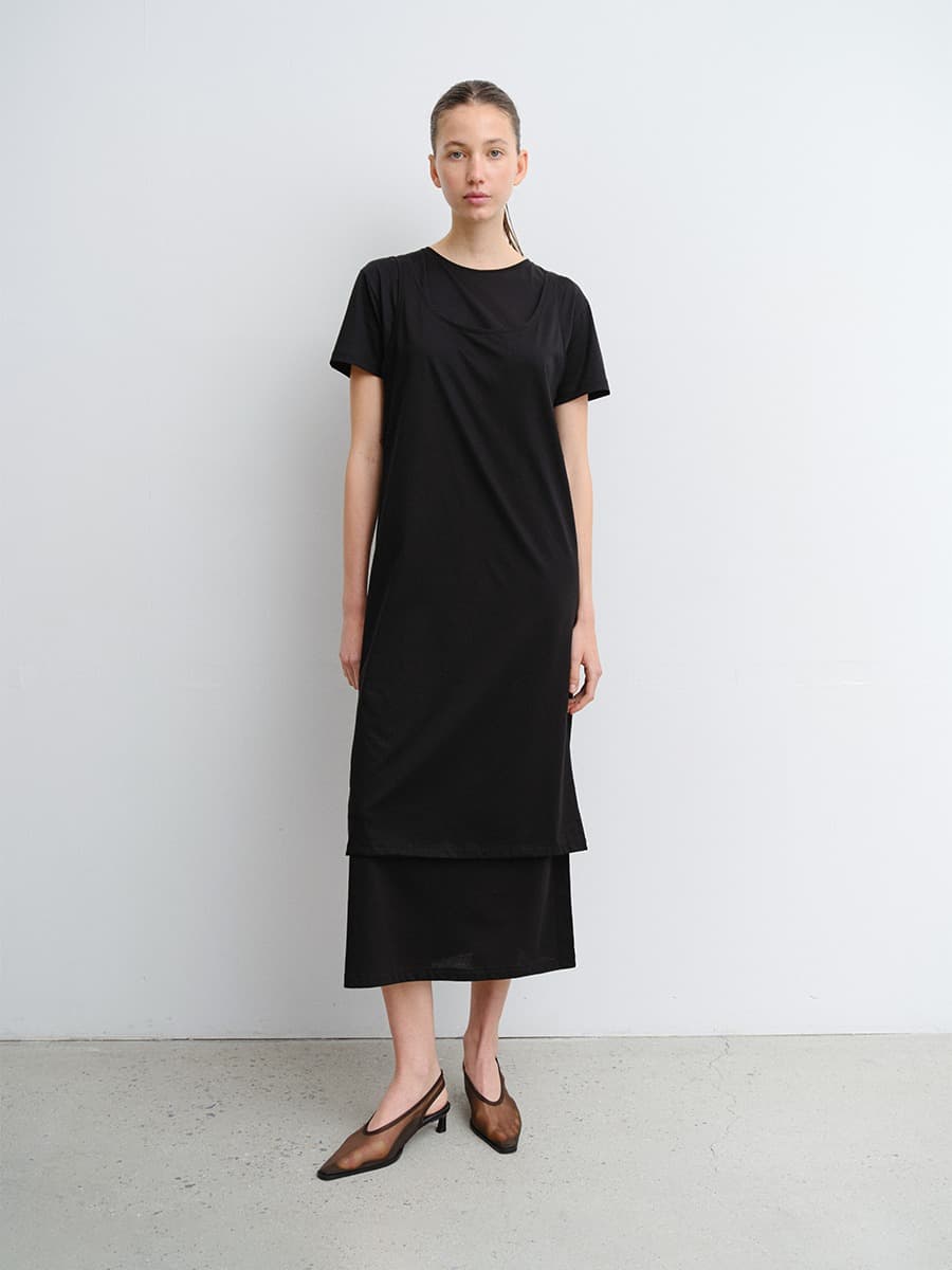 TVR LAYERED COTTON JERSEY DRESS_BLACK — vue 5