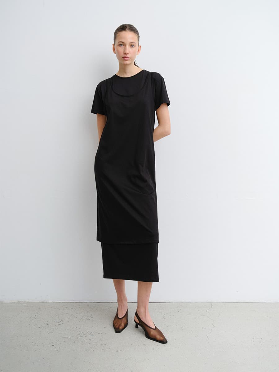 TVR LAYERED COTTON JERSEY DRESS_BLACK — vue 6