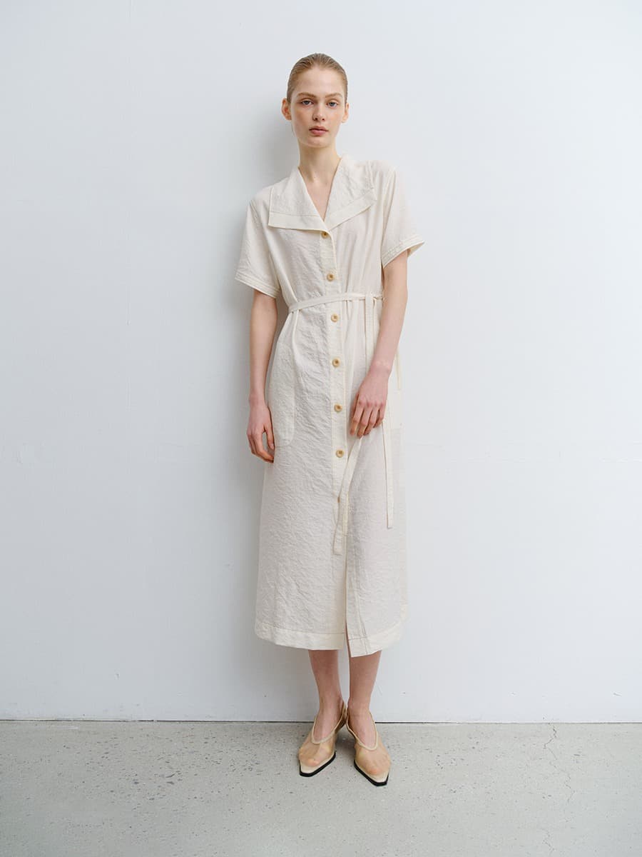 TVR WASHED SILK COLLAR DRESS_ECRU — vue 7