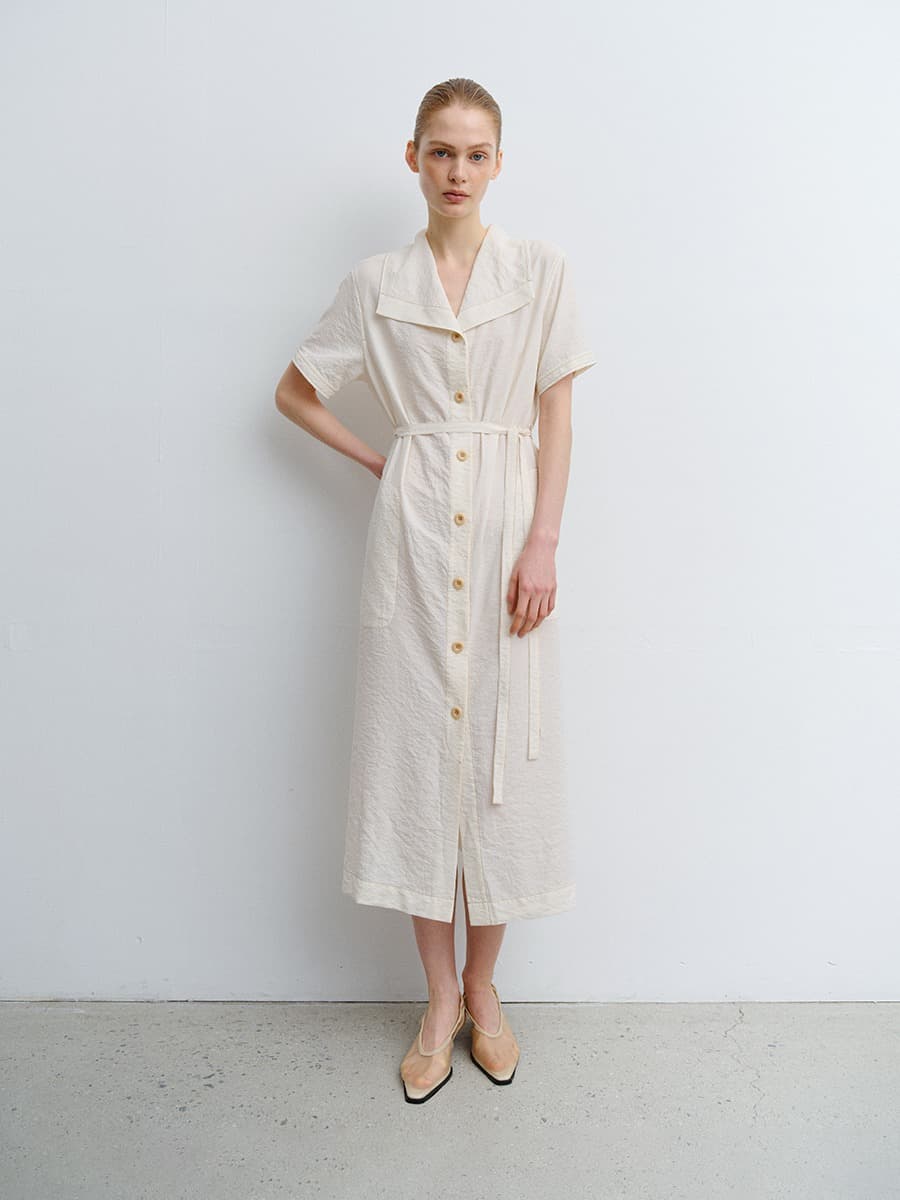 TVR WASHED SILK COLLAR DRESS_ECRU — vue 8