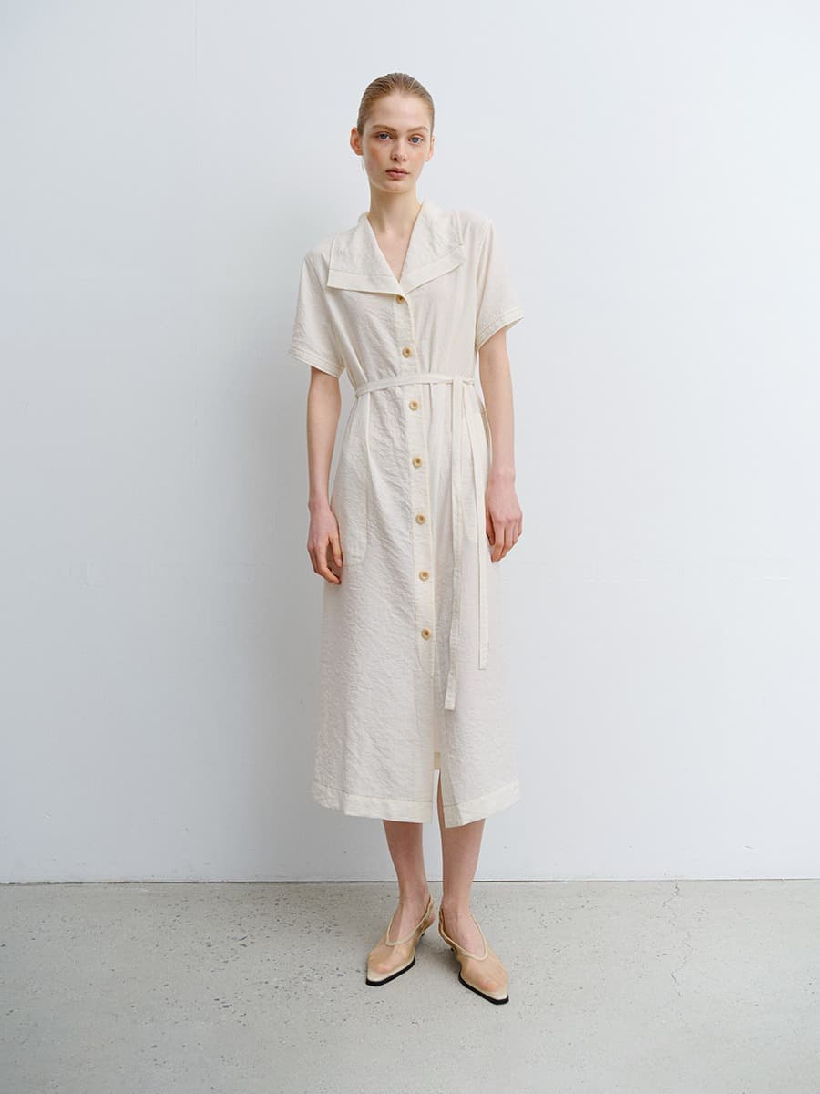 TVR WASHED SILK COLLAR DRESS_ECRU — vue 9