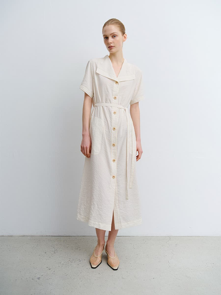 TVR WASHED SILK COLLAR DRESS_ECRU — vue 10