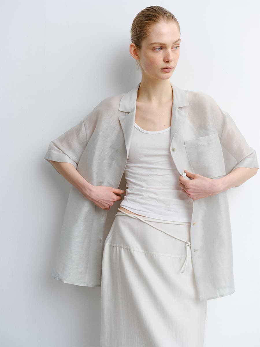 TVR SHEER SILK SHIRT JACKET_MINT — vue 1