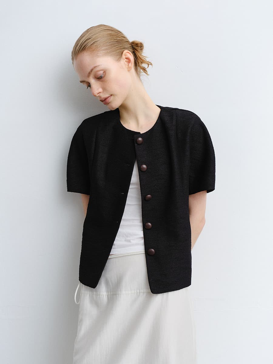 TVR BALLOON SLEEVE BLAZER_BLACK — vue 1