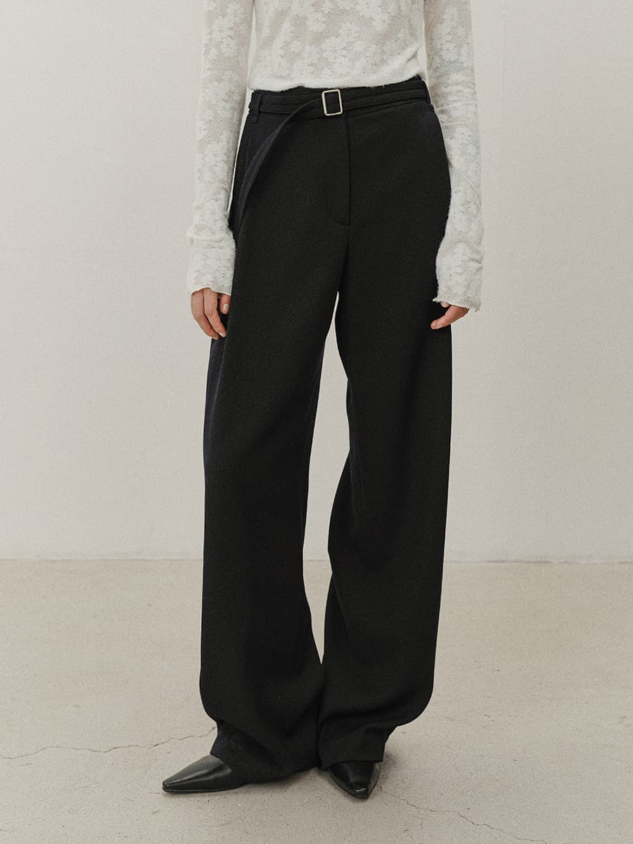 TVF WOOL BELTED WIDE TROUSERS_D-NAVY — vue 2