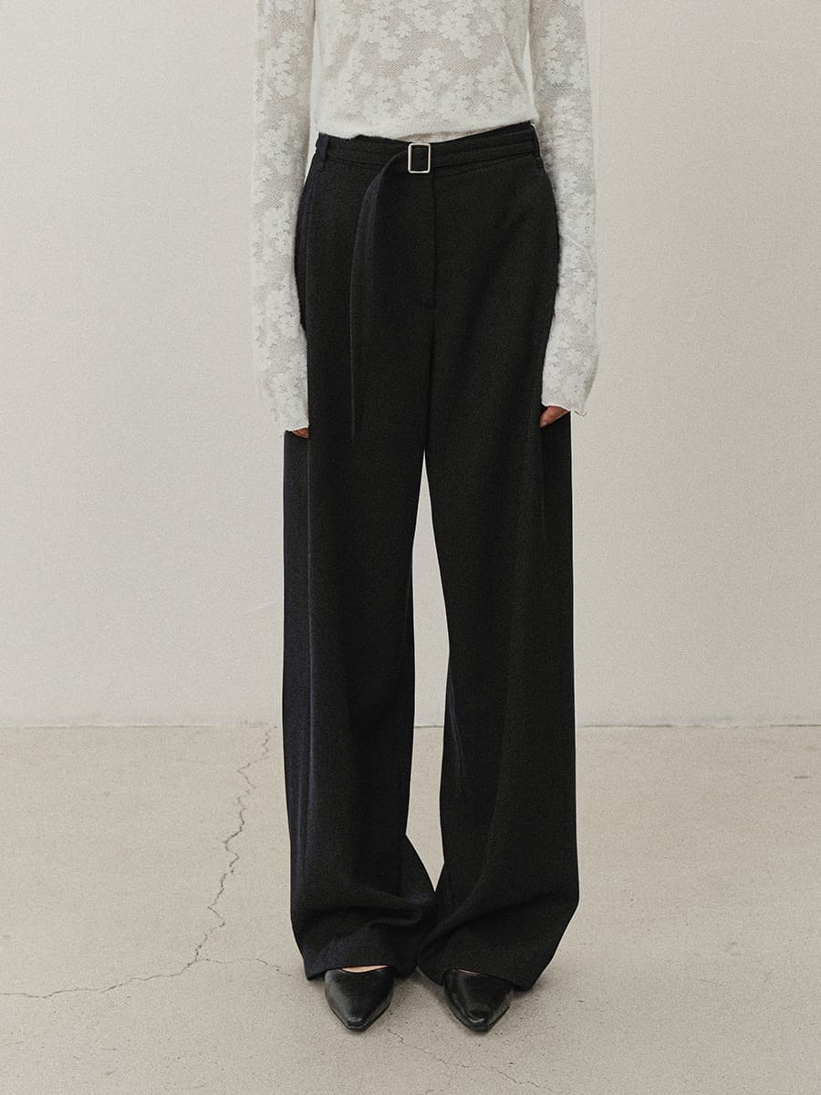 TVF WOOL BELTED WIDE TROUSERS_D-NAVY — vue 1