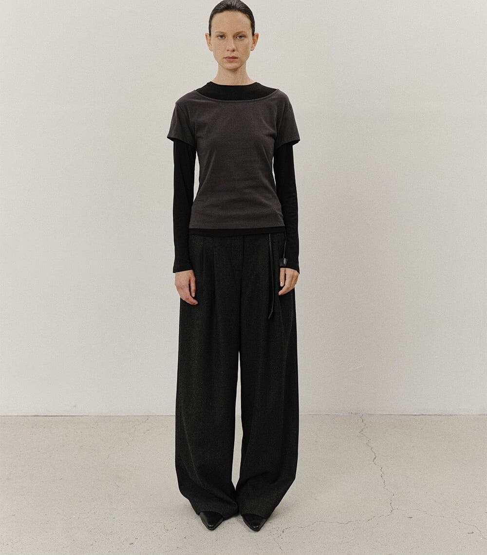 TVF WOOL WIDE TWO TUCK TROUSERS_CHARCOAL — vue 5