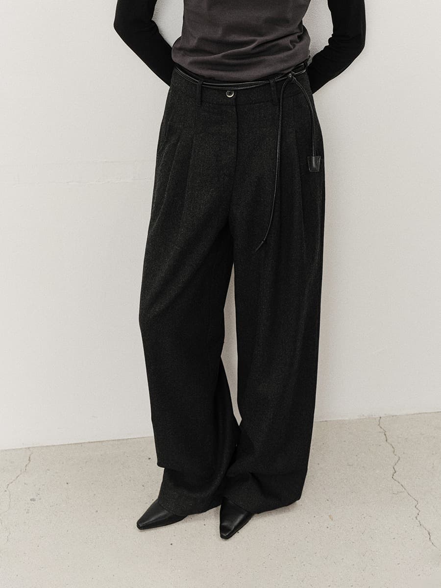 TVF WOOL WIDE TWO TUCK TROUSERS_CHARCOAL — vue 1