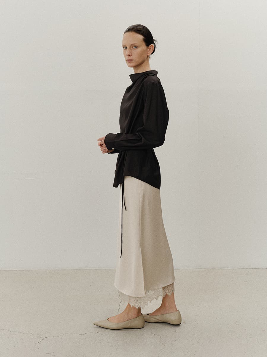 TVF SATIN LACE SKIRT_I-BEIGE — vue 5