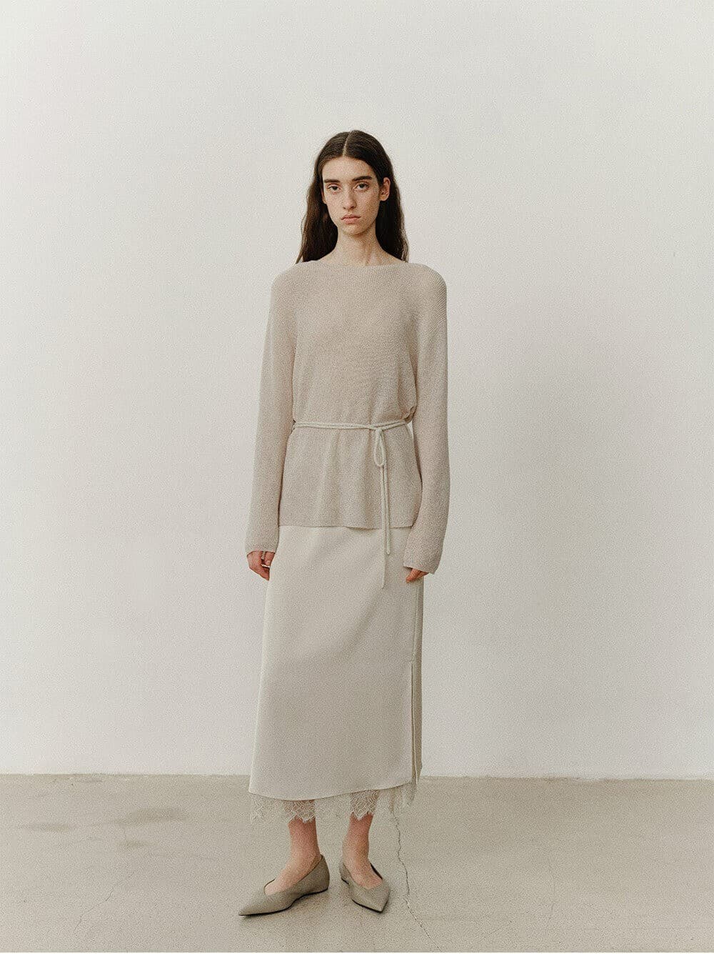 TVF SATIN LACE SKIRT_I-BEIGE — vue 7