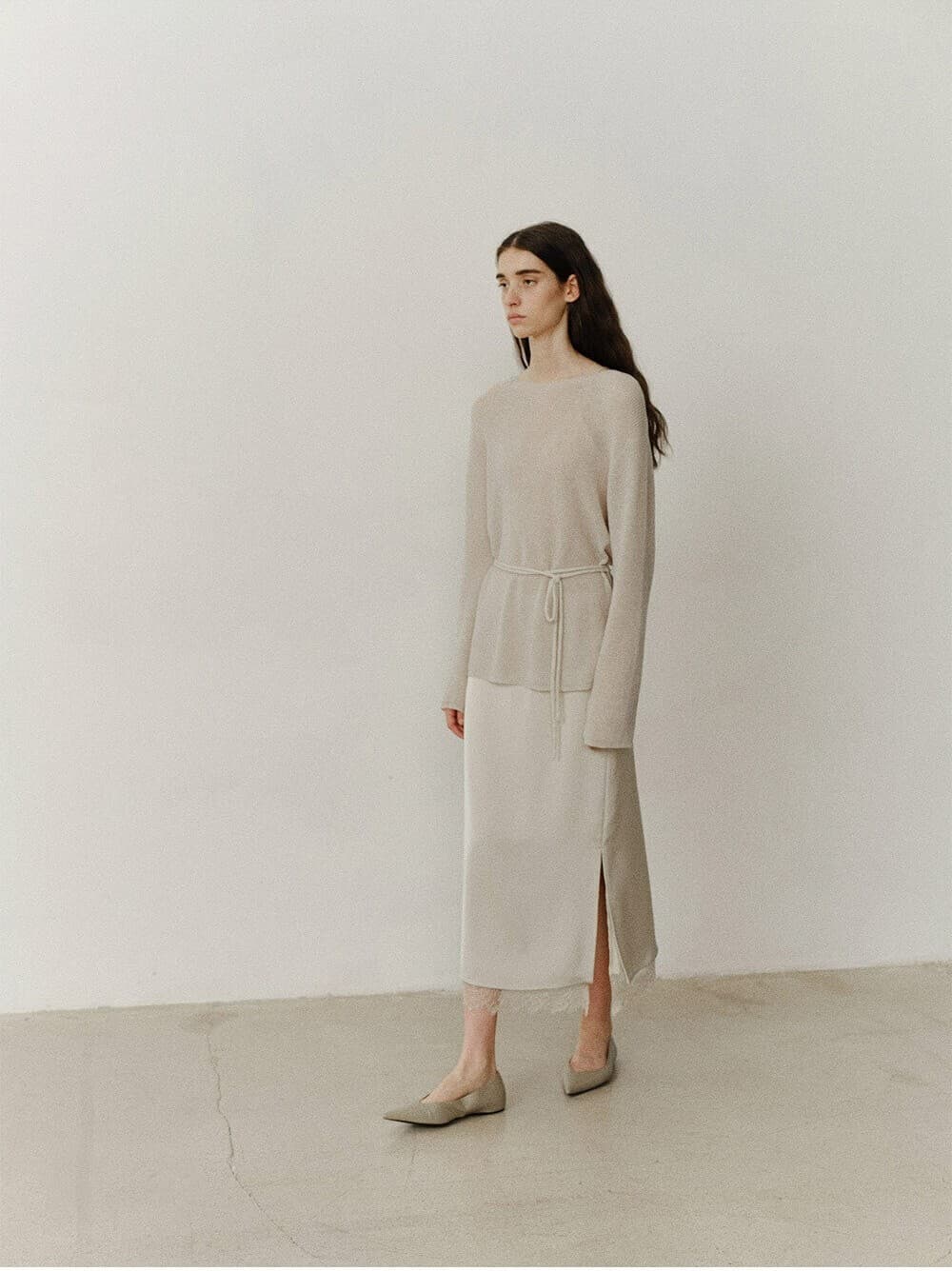 TVF SATIN LACE SKIRT_I-BEIGE — vue 8