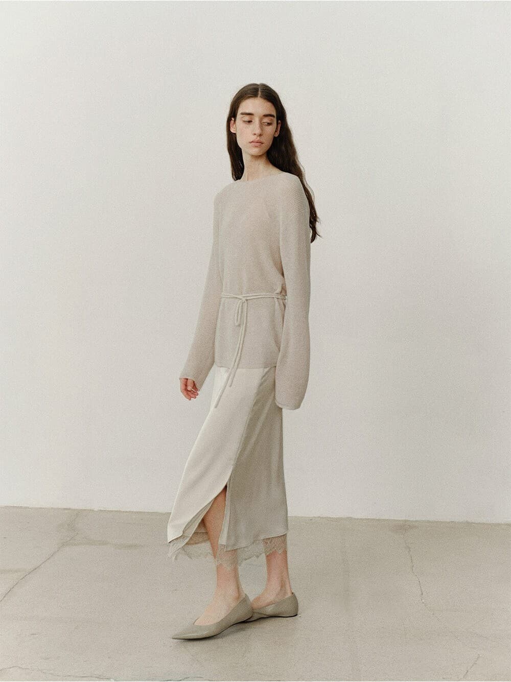 TVF SATIN LACE SKIRT_I-BEIGE — vue 9
