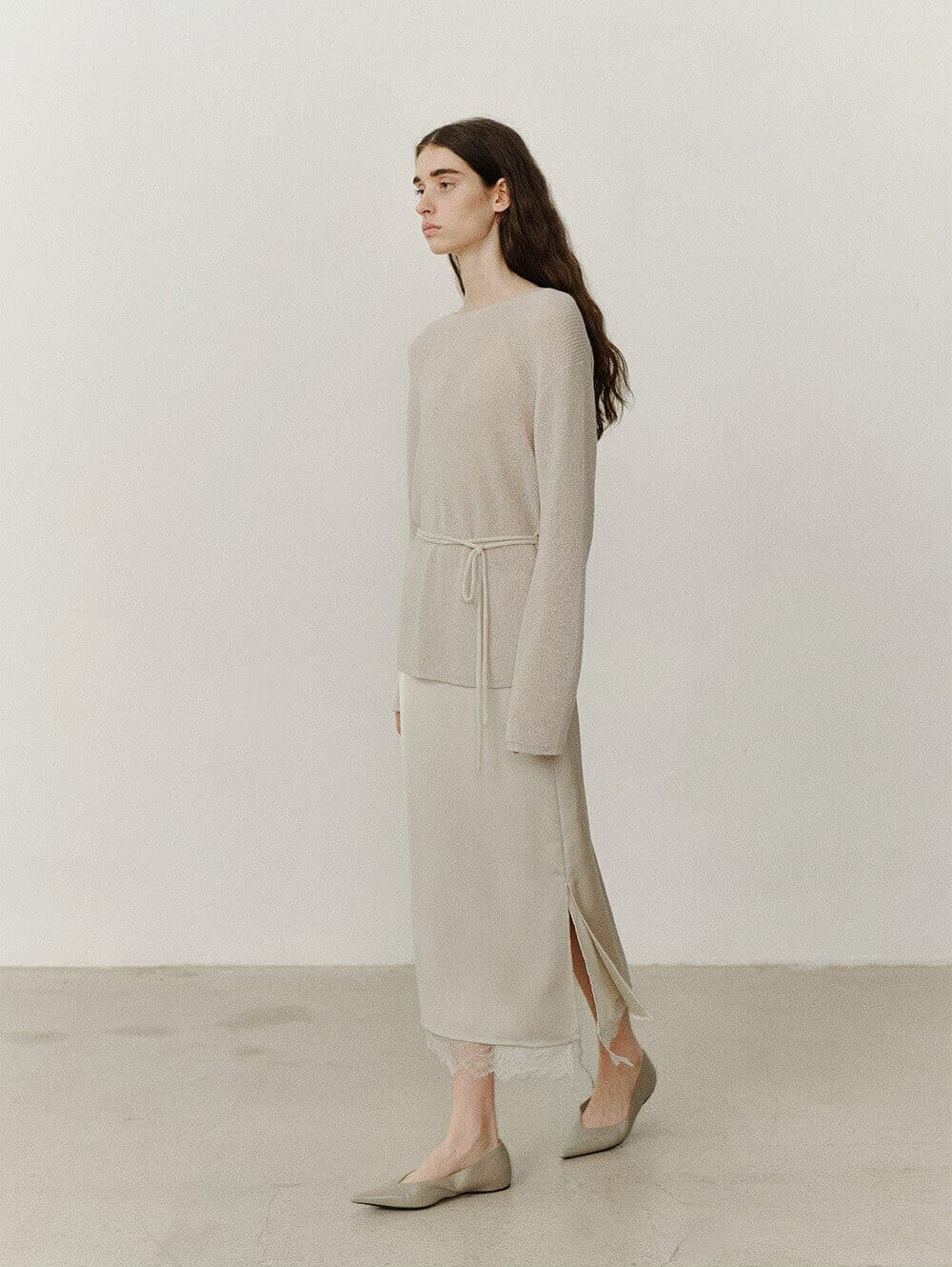 TVF SATIN LACE SKIRT_I-BEIGE — vue 10