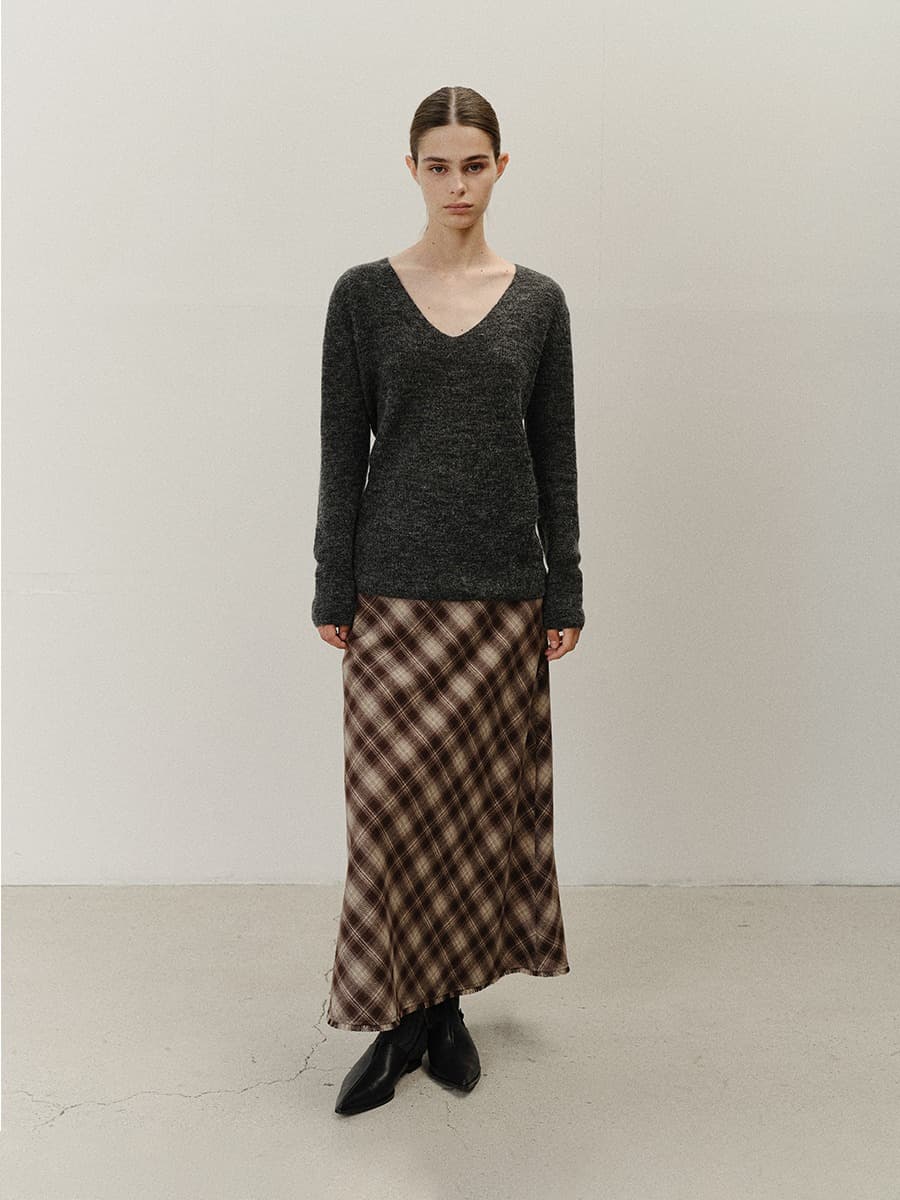 TVF CHECK MAXI SKIRT_BROWN — vue 5