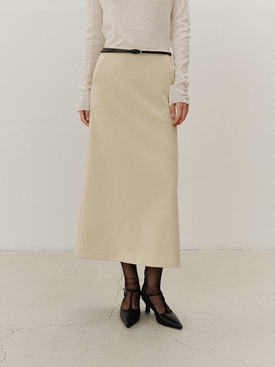 TVF WOOL BOUCLE TWEED SKIRT_Y-BEIGE — vue 2