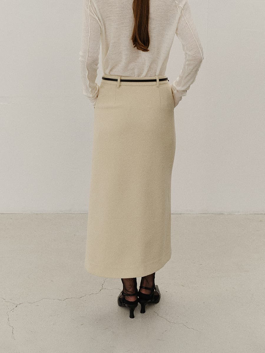 TVF WOOL BOUCLE TWEED SKIRT_Y-BEIGE — vue 4