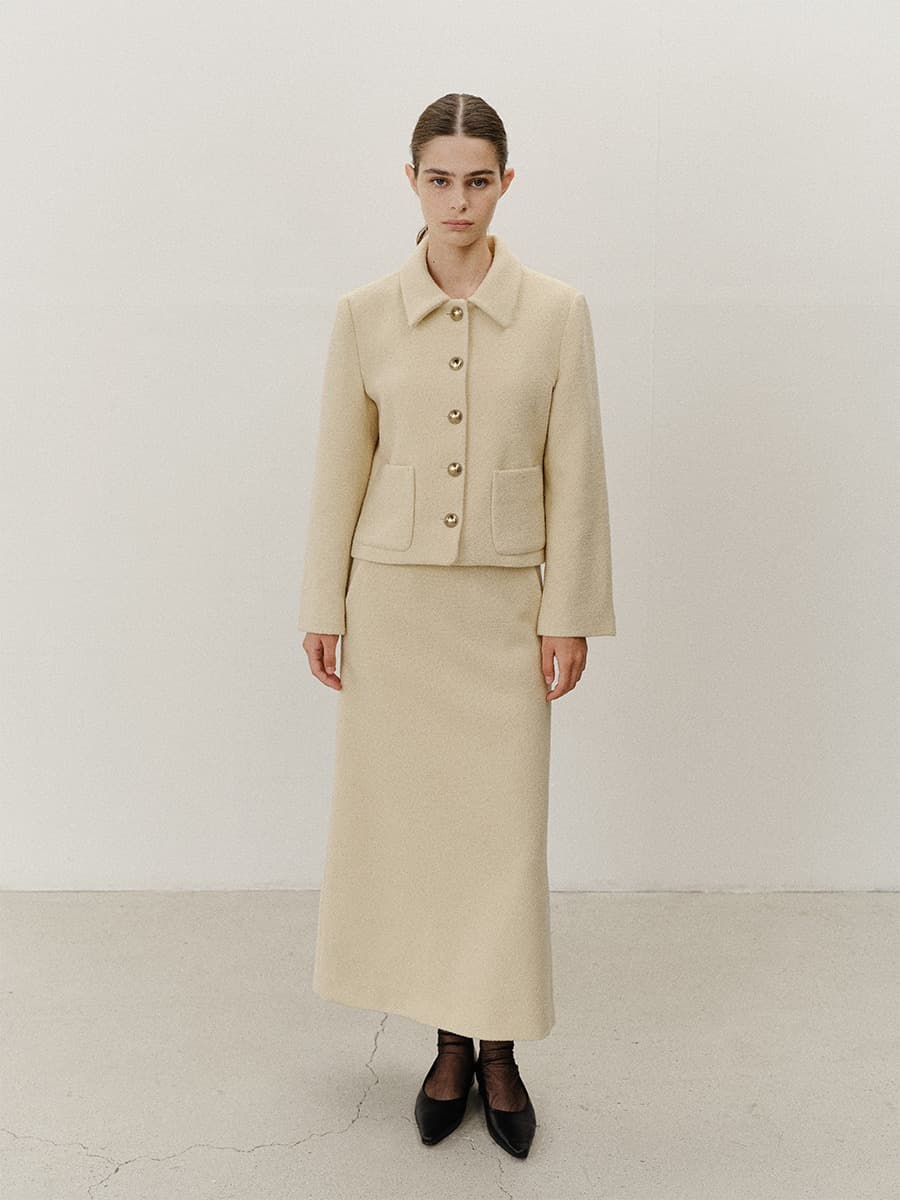TVF WOOL BOUCLE TWEED SKIRT_Y-BEIGE — vue 5