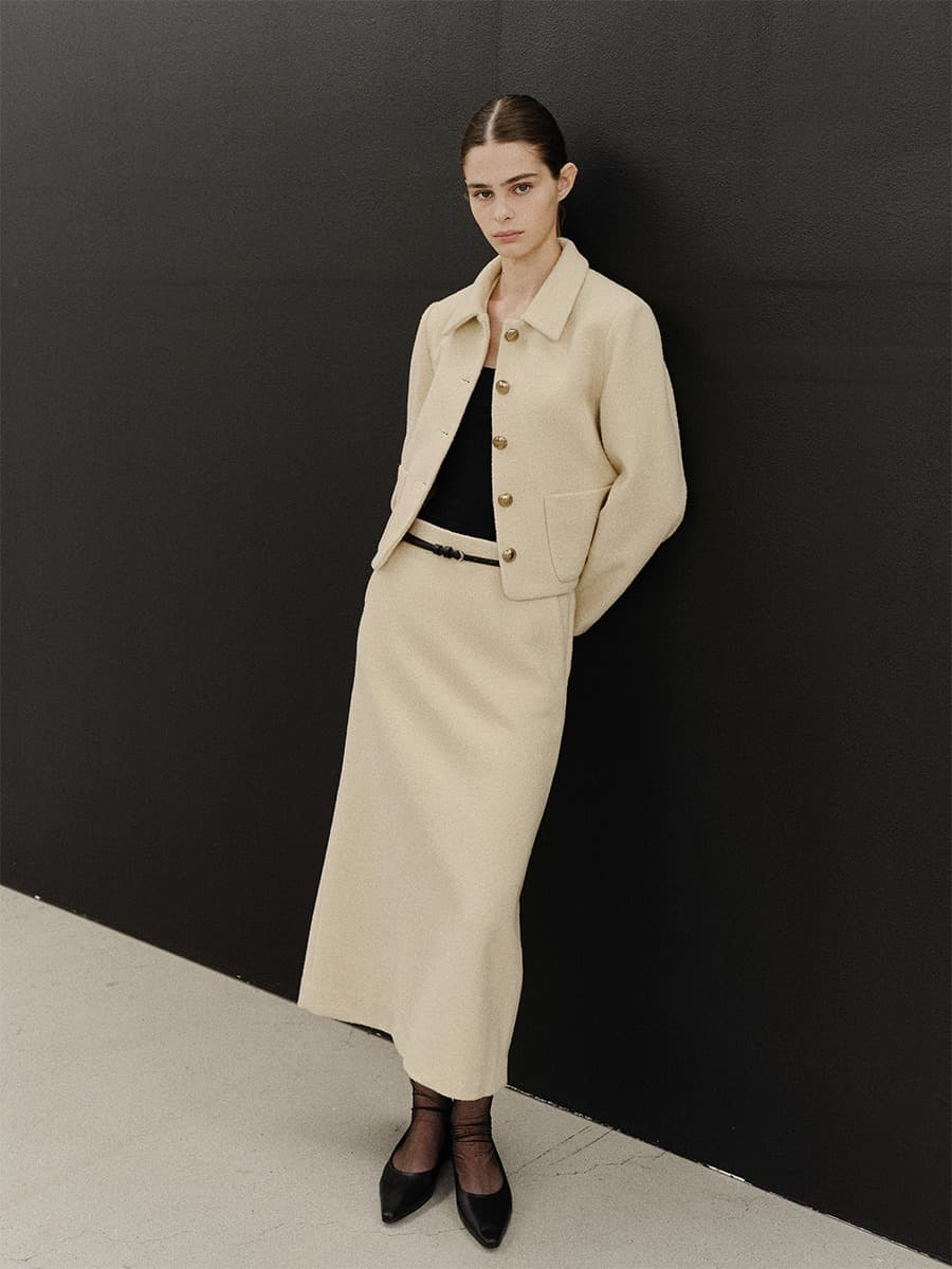TVF WOOL BOUCLE TWEED SKIRT_Y-BEIGE — vue 6
