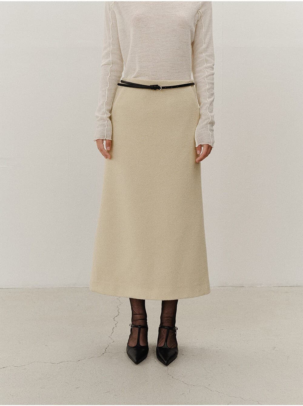 TVF WOOL BOUCLE TWEED SKIRT_Y-BEIGE — vue 8