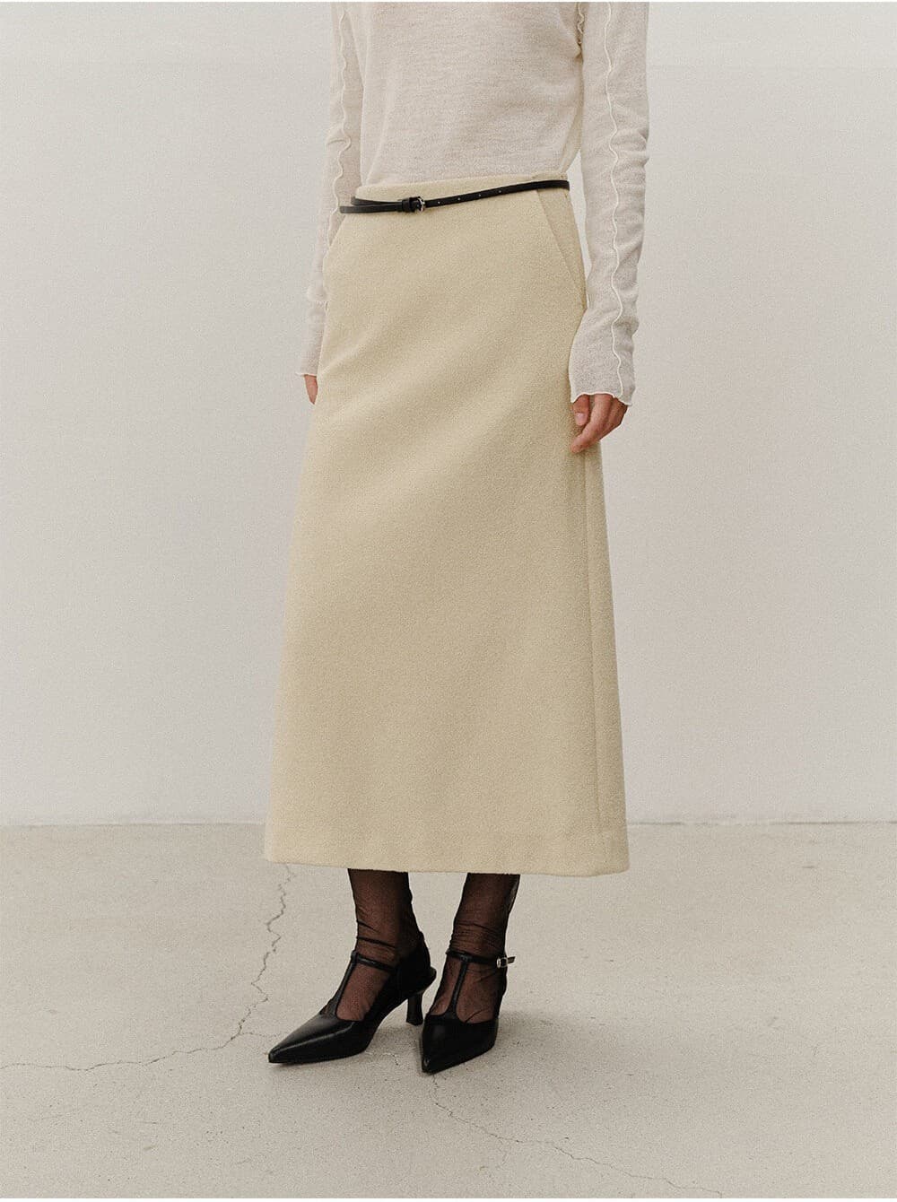 TVF WOOL BOUCLE TWEED SKIRT_Y-BEIGE — vue 10