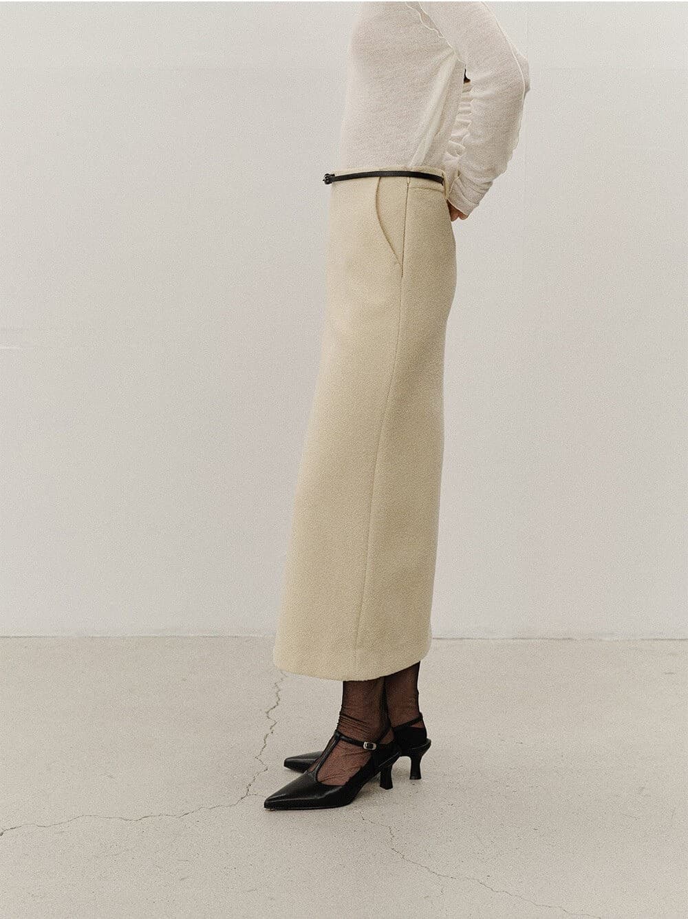TVF WOOL BOUCLE TWEED SKIRT_Y-BEIGE — vue 11