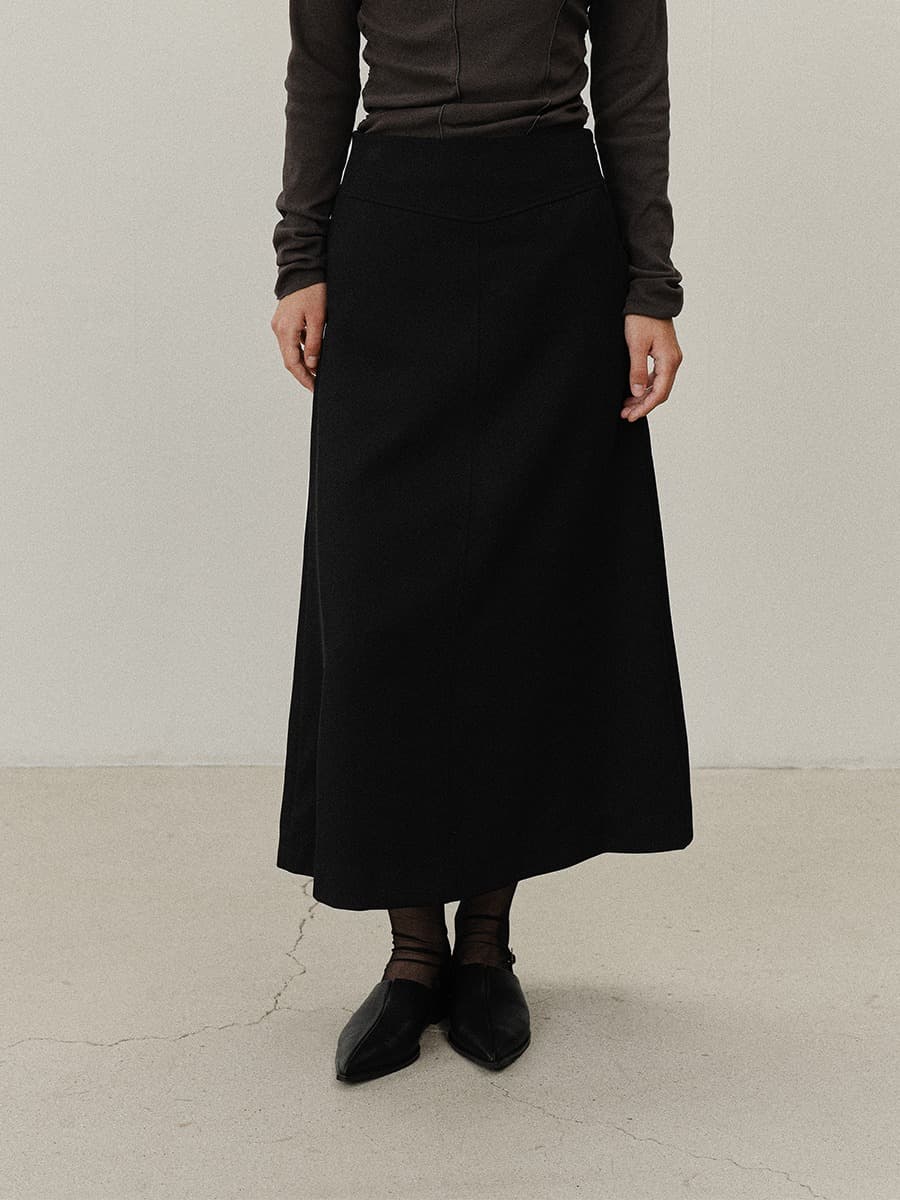 TVF TWILL SEMI A-LINE SKIRT_BLACK — vue 4