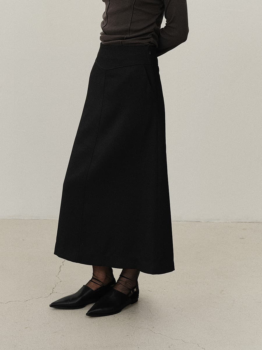 TVF TWILL SEMI A-LINE SKIRT_BLACK — vue 5