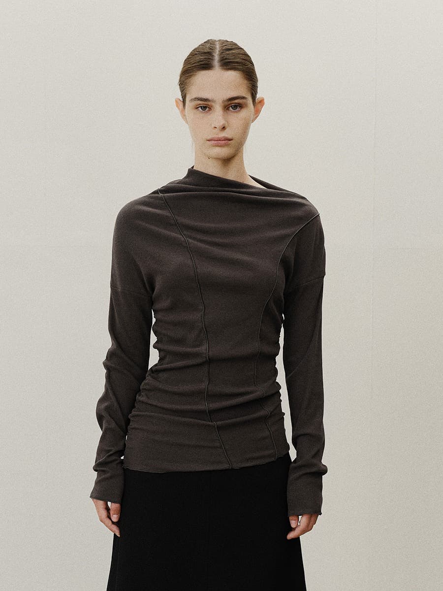TVF ASYMMETRIC DRAPE TOP_CHARCOAL — vue 2
