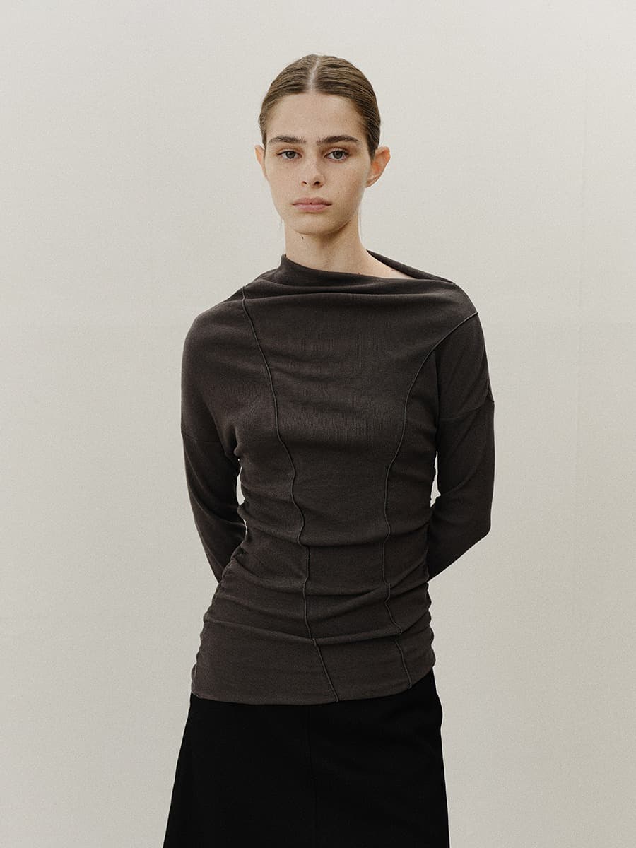 TVF ASYMMETRIC DRAPE TOP_CHARCOAL — vue 1