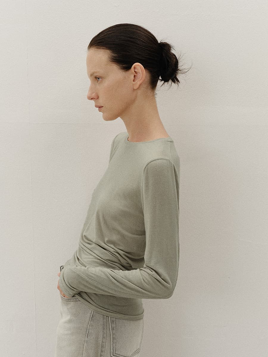 TVF WOOL CURVED TOP_ L-KHAKI — vue 6