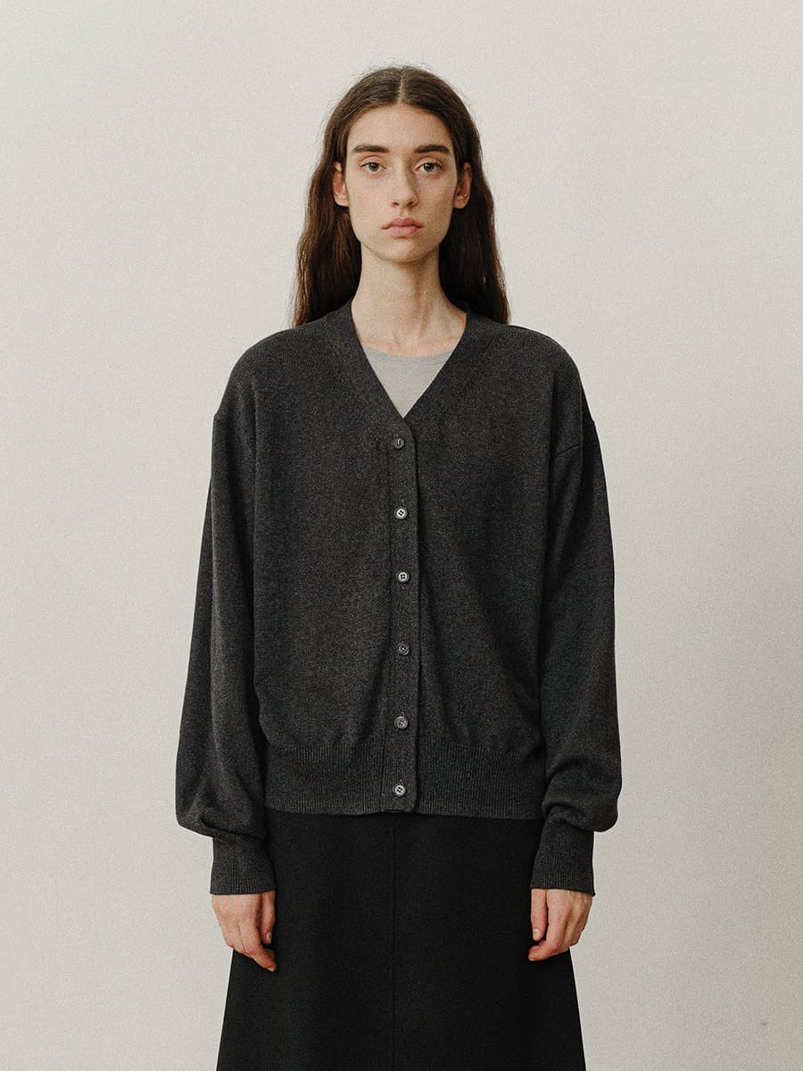 TVF COTTON CASHMERE KNIT CARDIGAN_CHARCOAL — vue 2