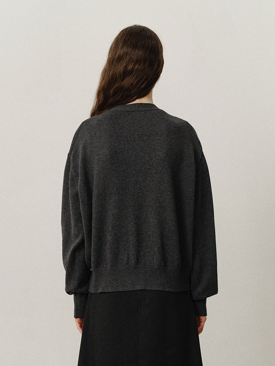 TVF COTTON CASHMERE KNIT CARDIGAN_CHARCOAL — vue 5