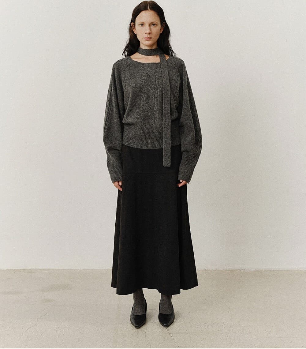 TVF MUFFLER CABLE WHOLEGARMENT KNIT TOP_CHARCOAL — vue 7