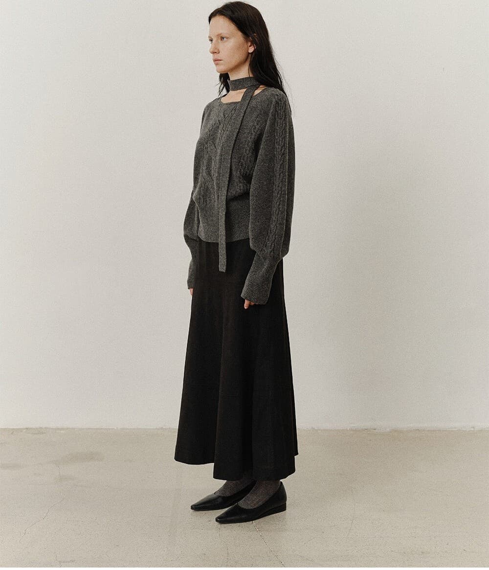 TVF MUFFLER CABLE WHOLEGARMENT KNIT TOP_CHARCOAL — vue 8