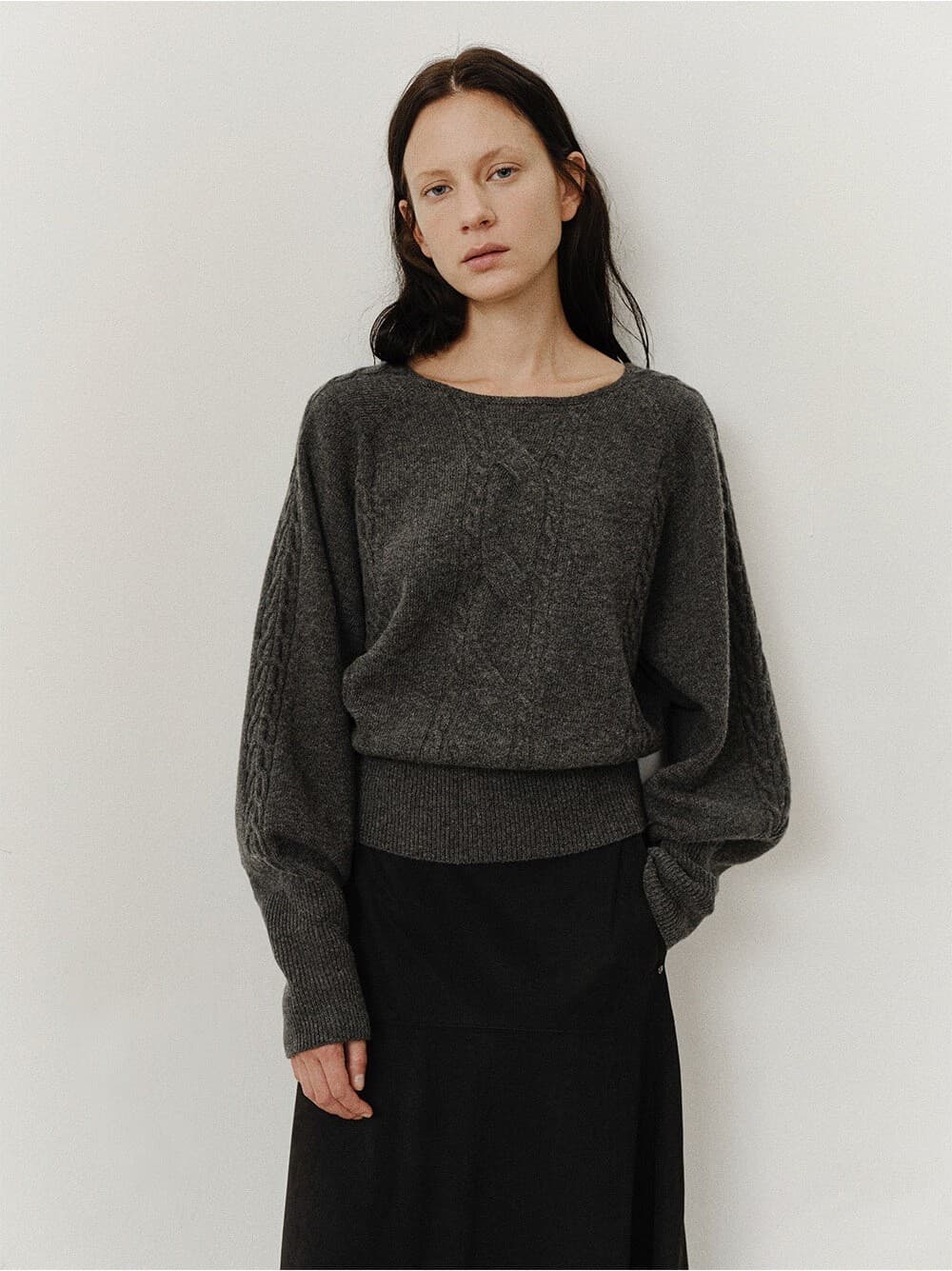 TVF MUFFLER CABLE WHOLEGARMENT KNIT TOP_CHARCOAL — vue 9