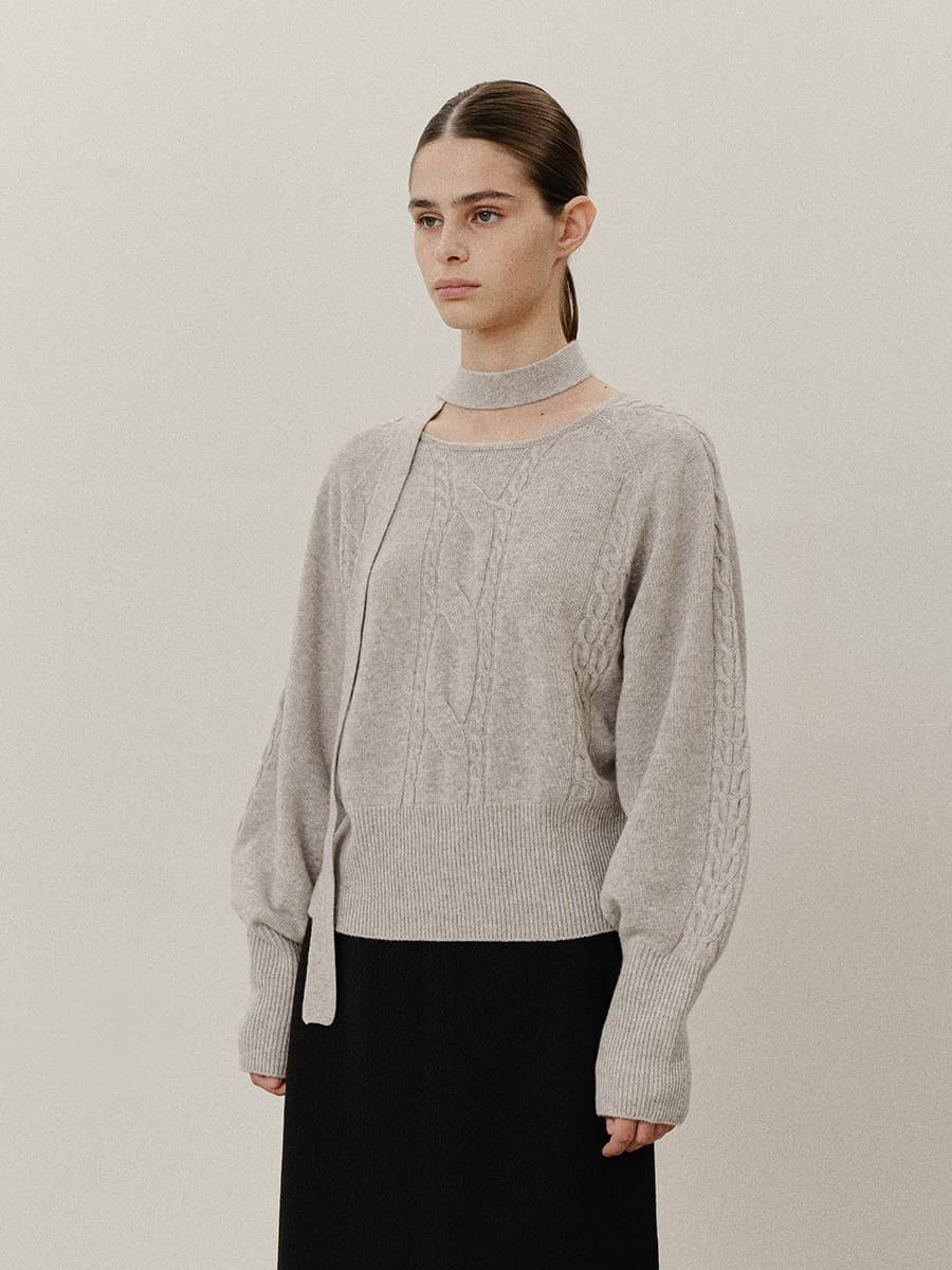 TVF MUFFLER CABLE WHOLEGARMENT KNIT TOP_L-GREY — vue 3