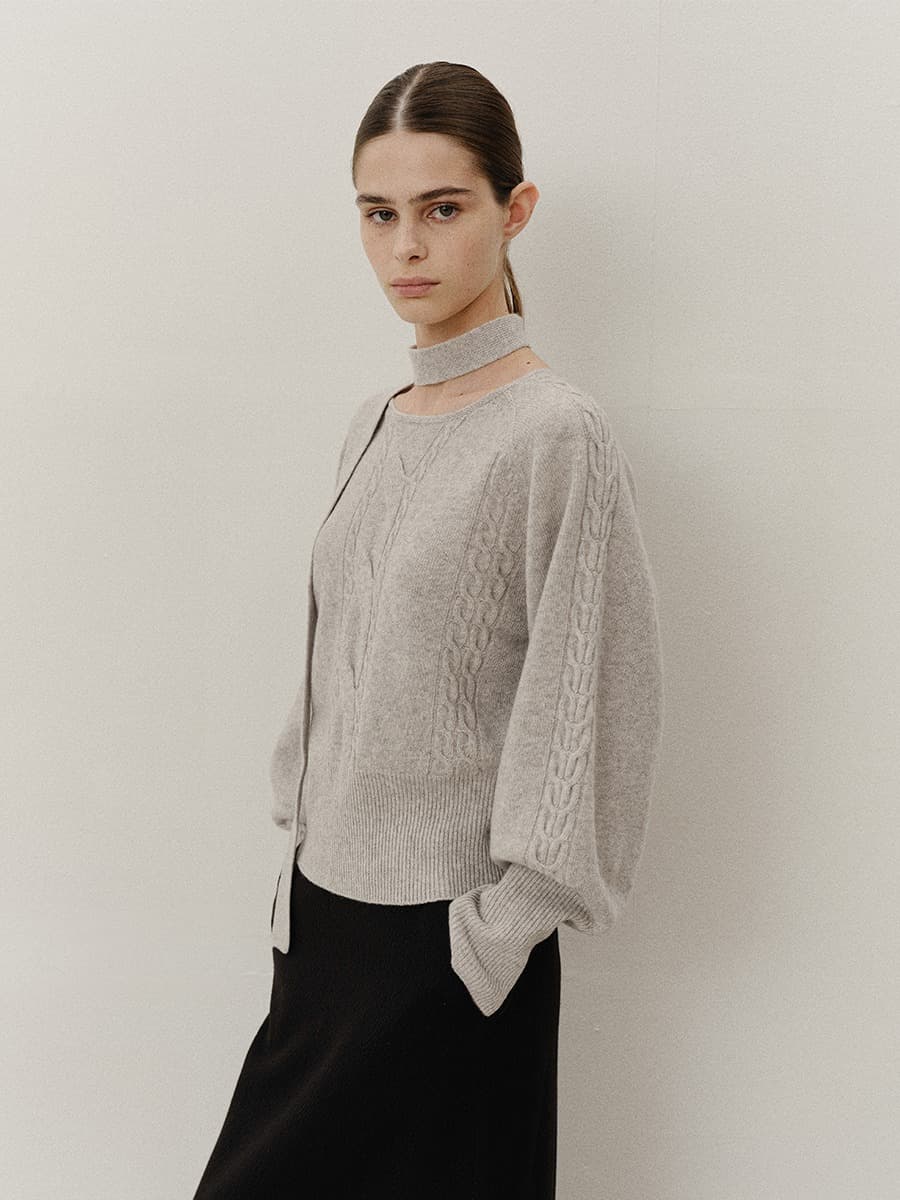 TVF MUFFLER CABLE WHOLEGARMENT KNIT TOP_L-GREY — vue 4
