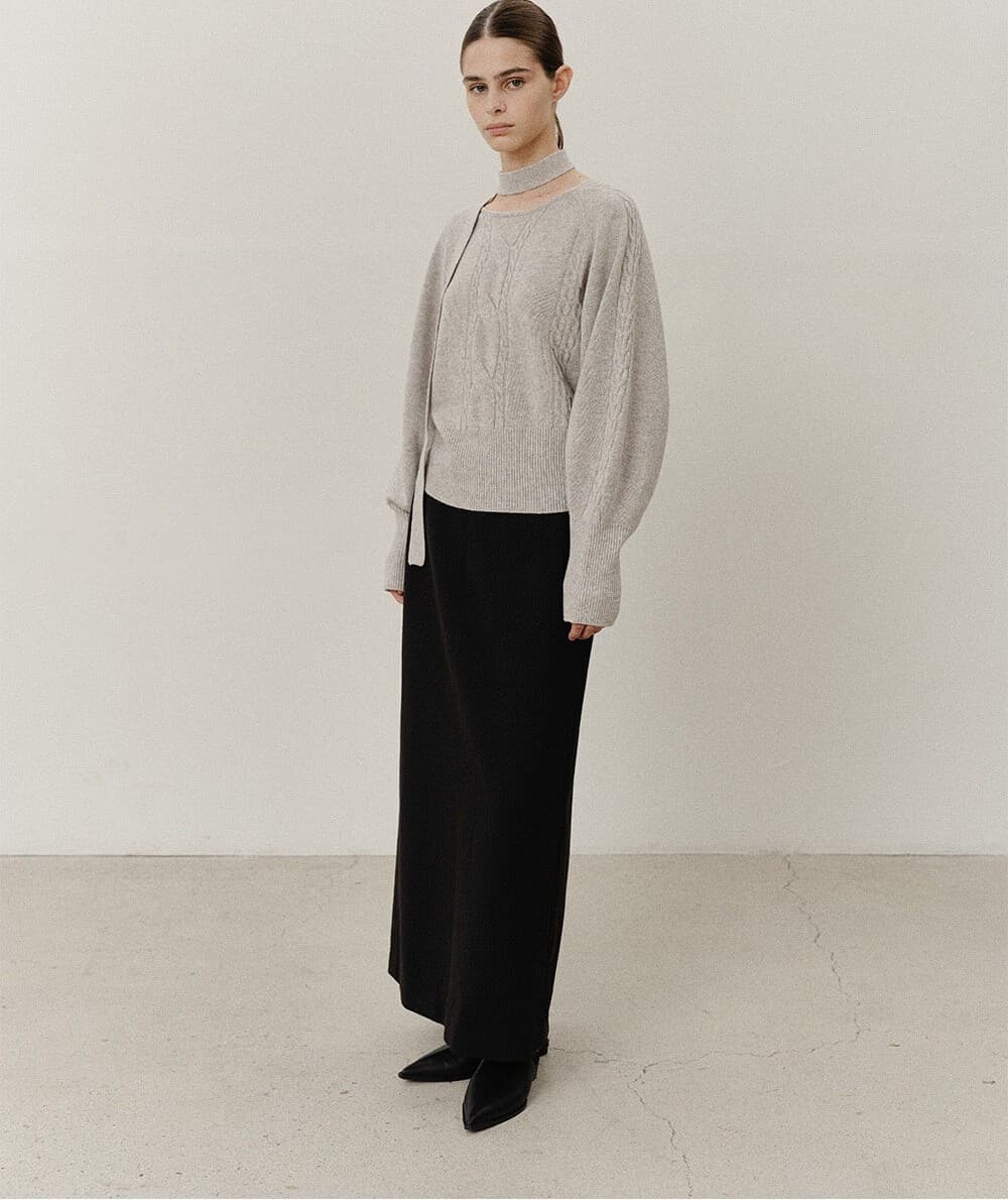 TVF MUFFLER CABLE WHOLEGARMENT KNIT TOP_L-GREY — vue 9
