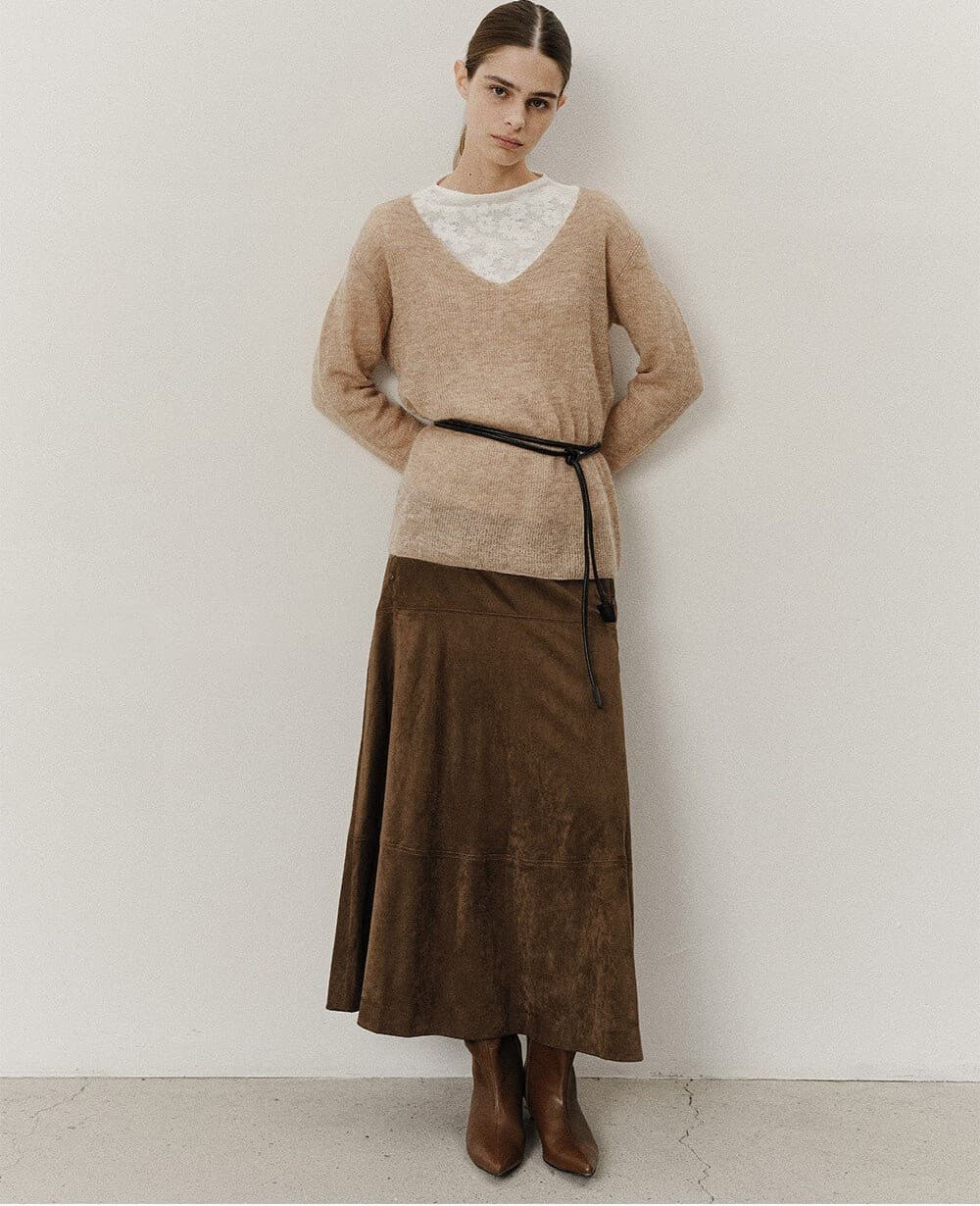 TVF DEEP V-NECK SLIM KNIT TOP_BEIGE — vue 10