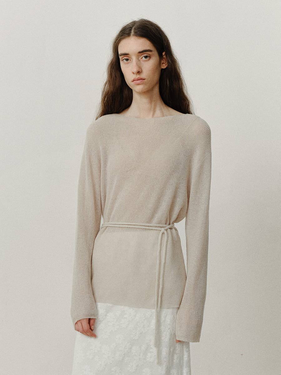TVF LOOSE FIT STRING ALPACA KNIT TOP_OATMEAL — vue 2