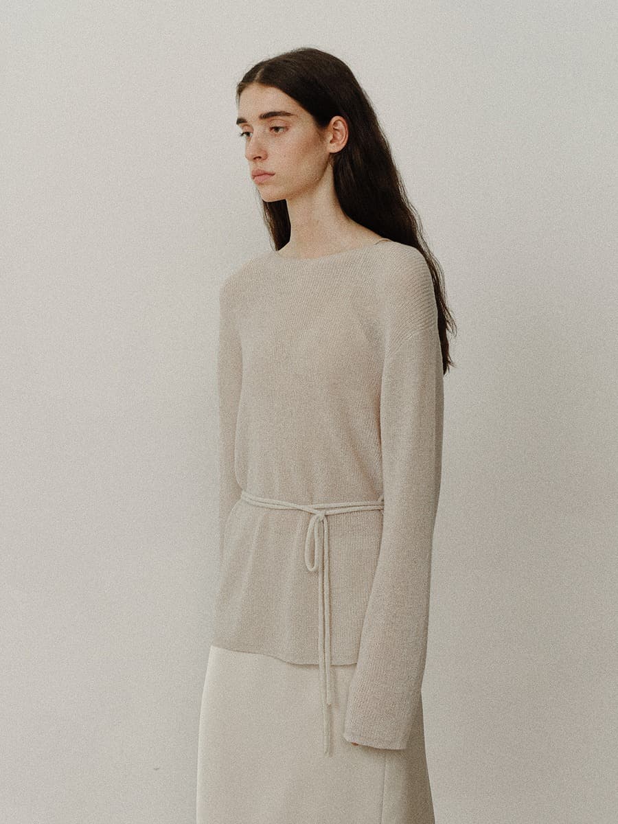 TVF LOOSE FIT STRING ALPACA KNIT TOP_OATMEAL — vue 4