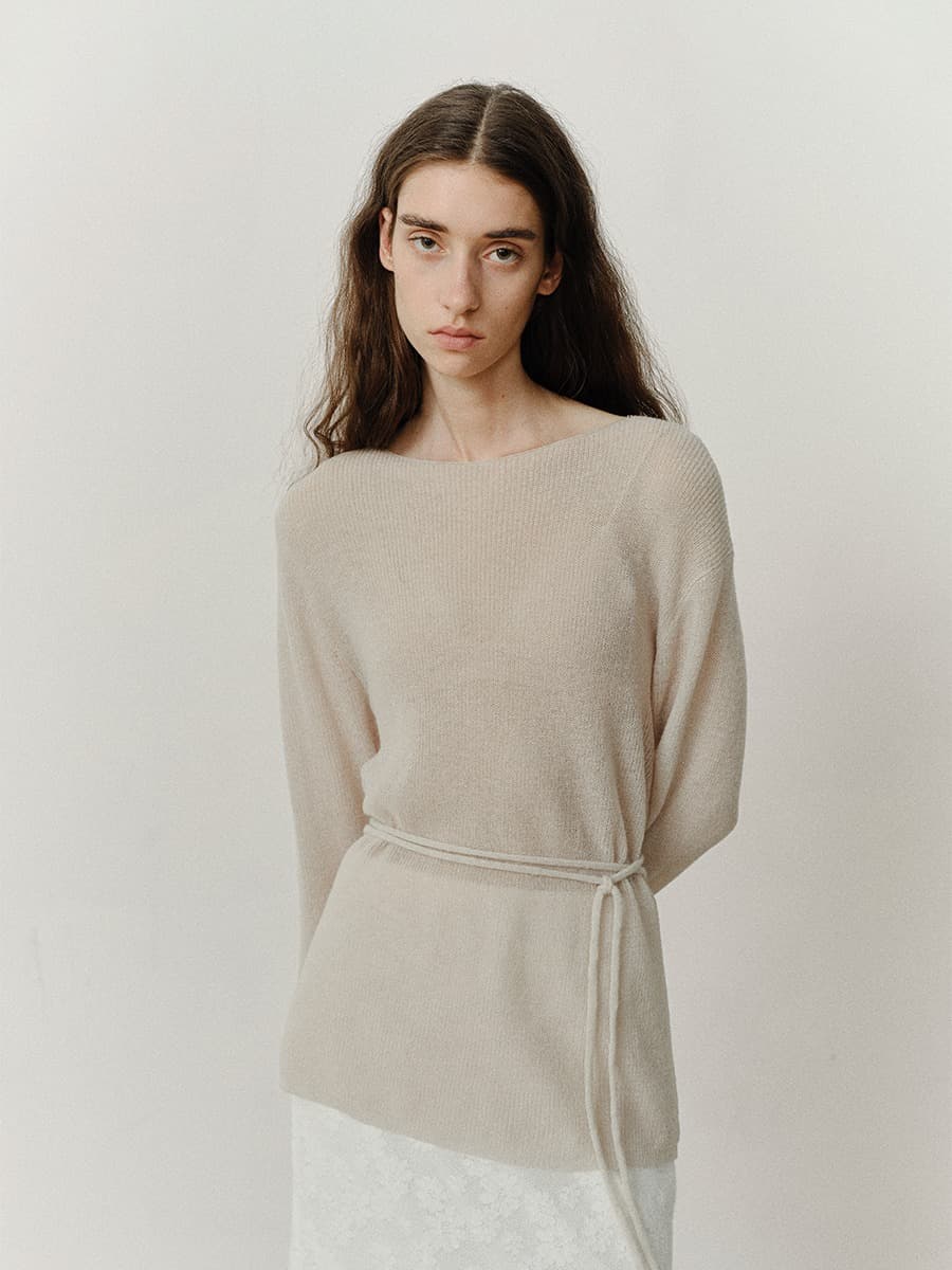 TVF LOOSE FIT STRING ALPACA KNIT TOP_OATMEAL — vue 5