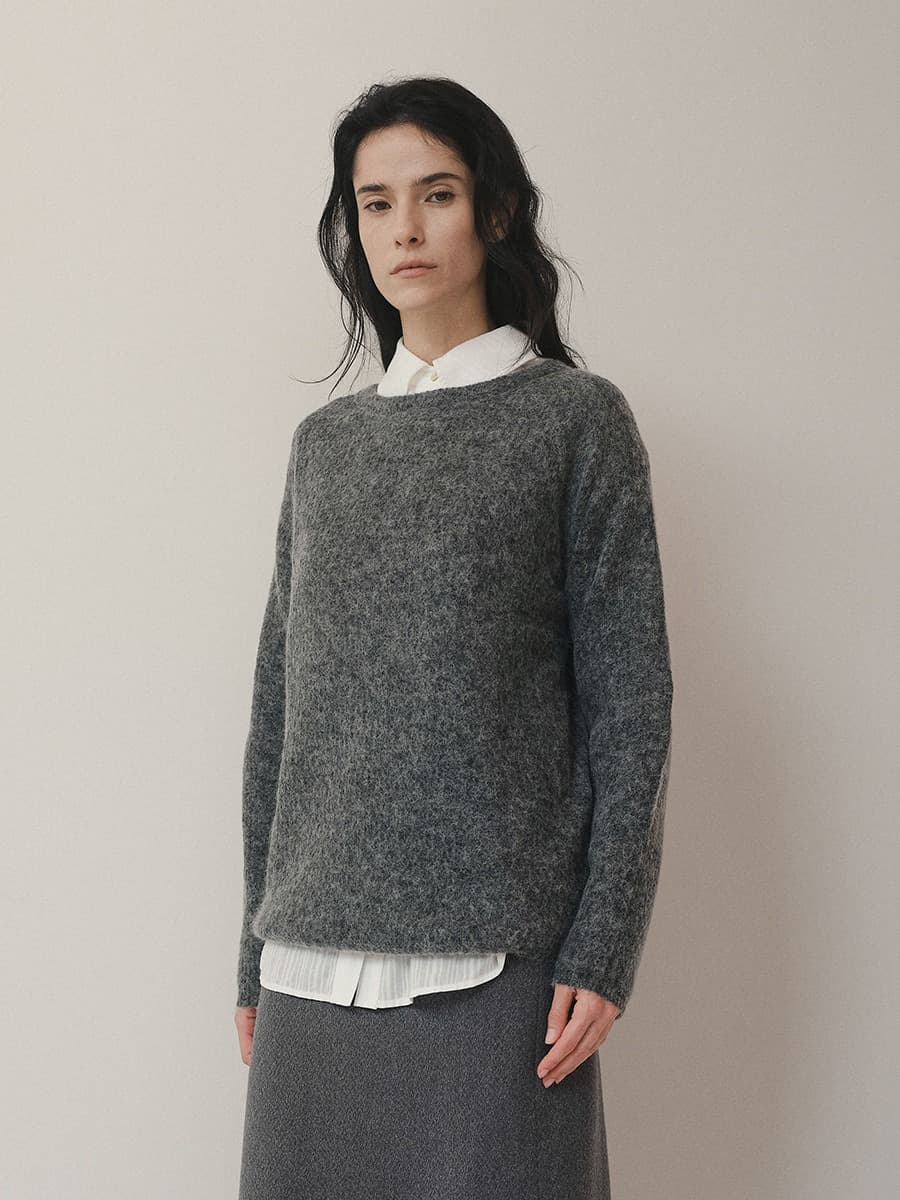TVF LOOSE FIT ALPACA KNIT TOP_CHARCOAL — vue 5