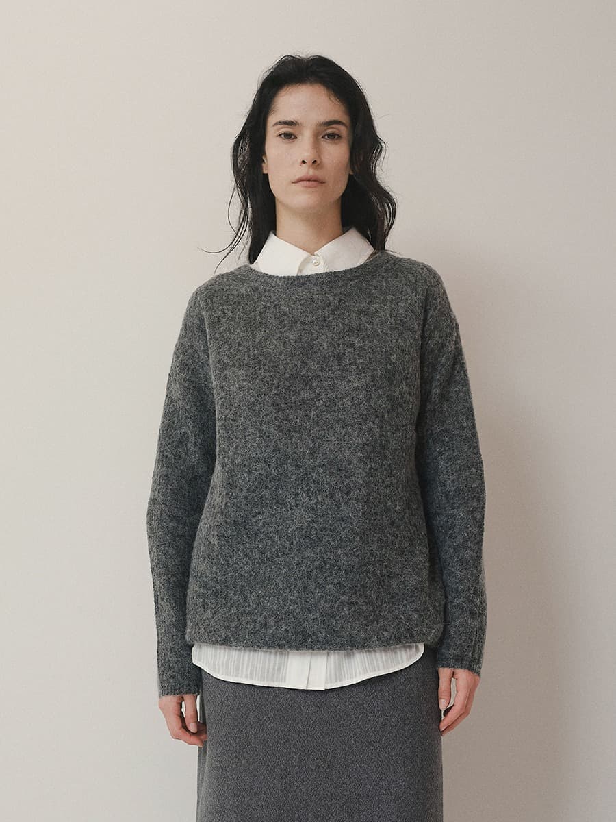 TVF LOOSE FIT ALPACA KNIT TOP_CHARCOAL — vue 1