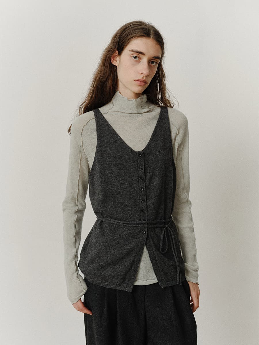 TVF TURTLENECK LAYERED KNIT DRESS_CHARCOAL — vue 6
