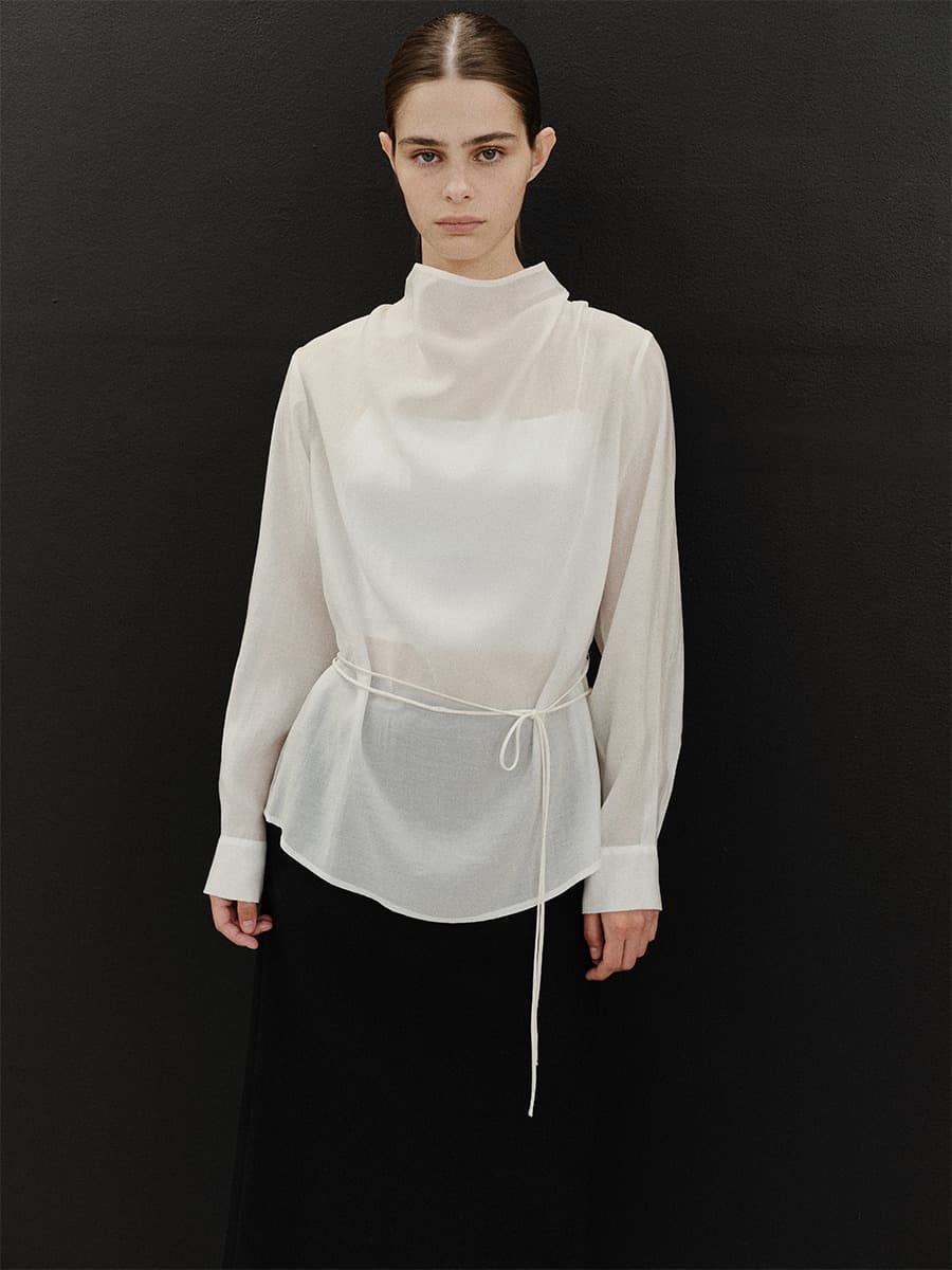 TVF DRAPED NECK BLOUSE_IVORY — vue 2
