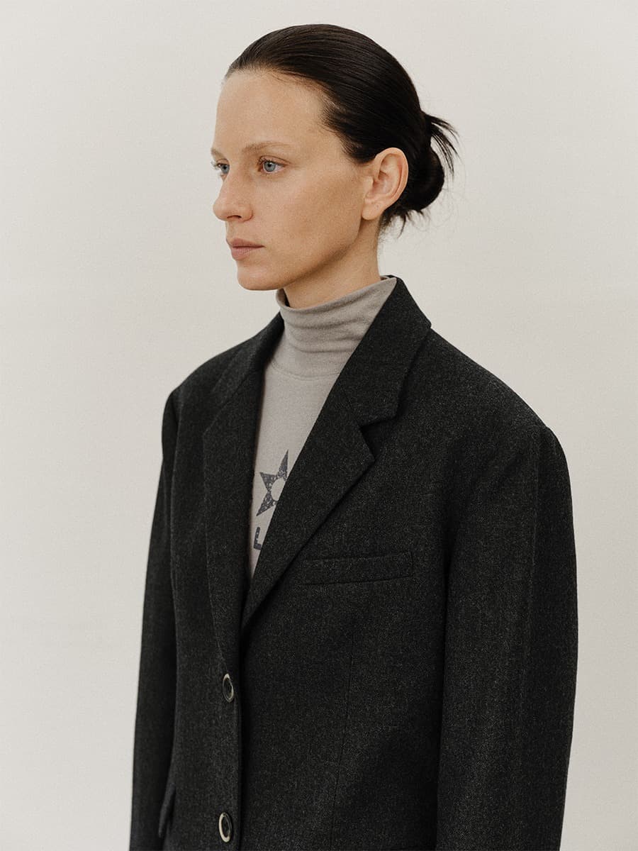 TVF SINGLE BREASTED LINE WOOL JACKET_CHARCOAL — vue 2